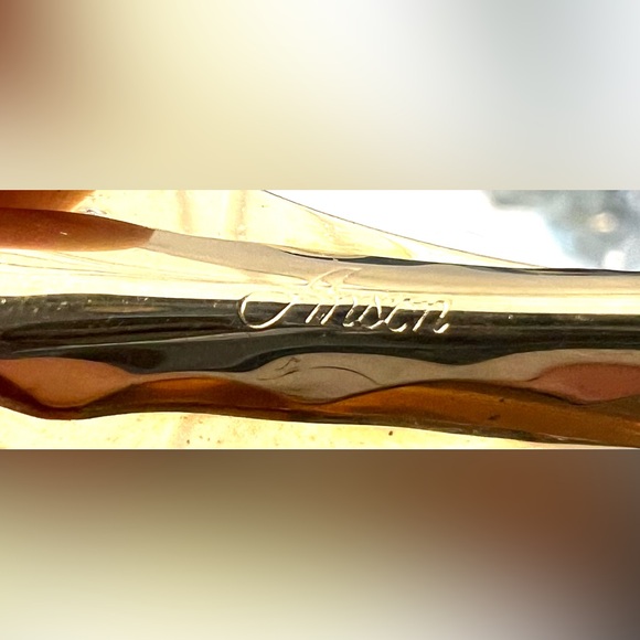 Vintage Retro Gold Tone Signed Anson Bar, Tie Clip Confetti Lucite Gold Flakes - Picture 2 of 9